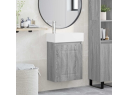 Vidaxl Conjunto De Móveis De Banheiro Com Torneira Sonoma Cinzento