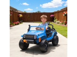 Veículo Elétrico Infantil 12v Assento Para Pai E Filho Controlável Remotamente, Música Buzina Led, 3-8 Anos, Azul