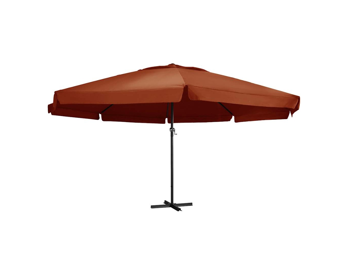 Vidaxl Guarda-sol De Jardim C/ Poste De Alumínio 600 Cm Terracota