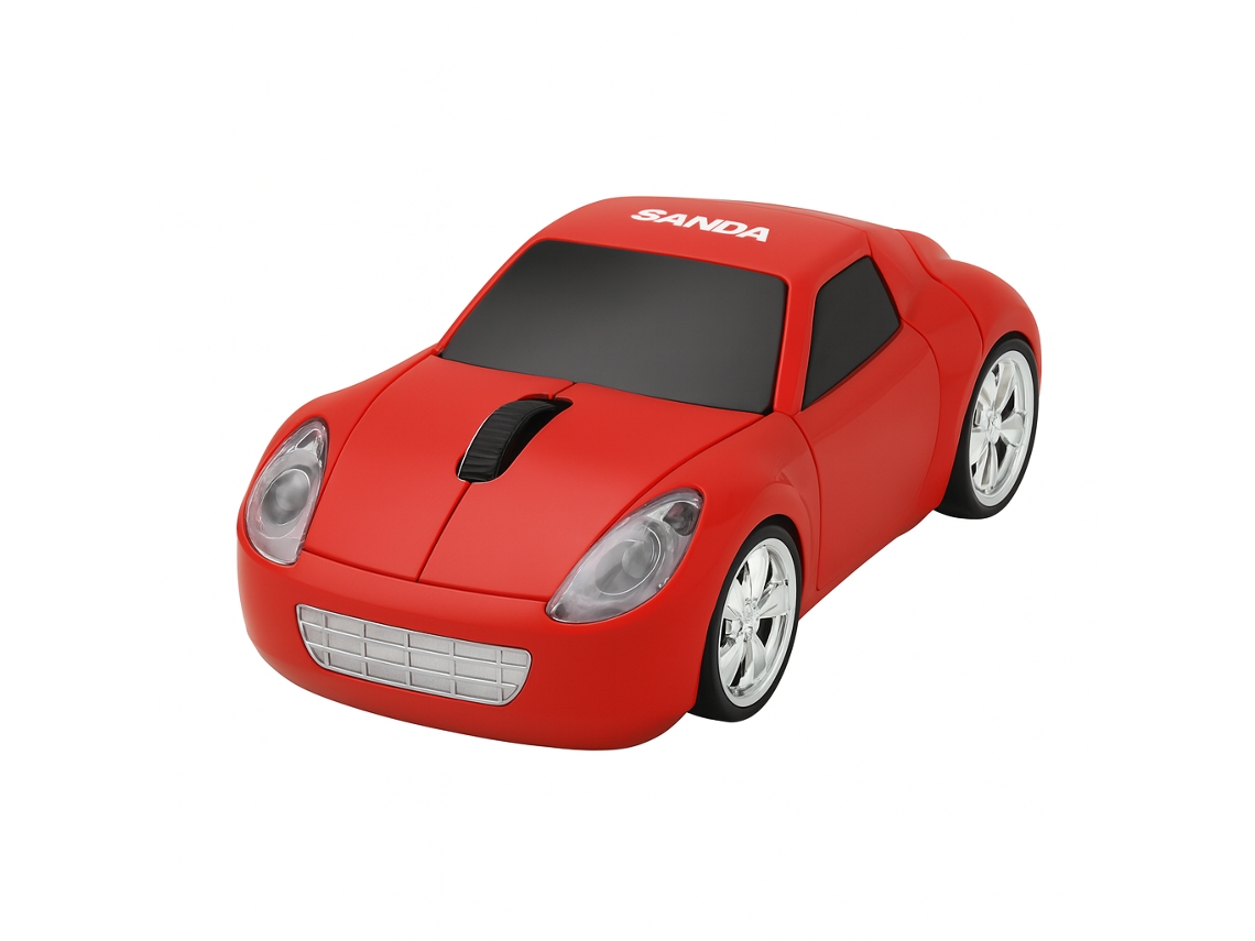 Rato Wireless Em Forma De Carro Sanda Sd 3728 Vermelho