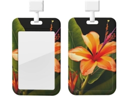 Suporte para Crachá com Cordão, Suporte de Plástico Impermeável, Crachás com Estampa Floral Tropical, Retrátil Vertical