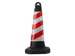 Cone De Trânsito Quadrado De Plástico Refletivo (aviso Refletivo, Vermelho E Branco, Sem Texto)