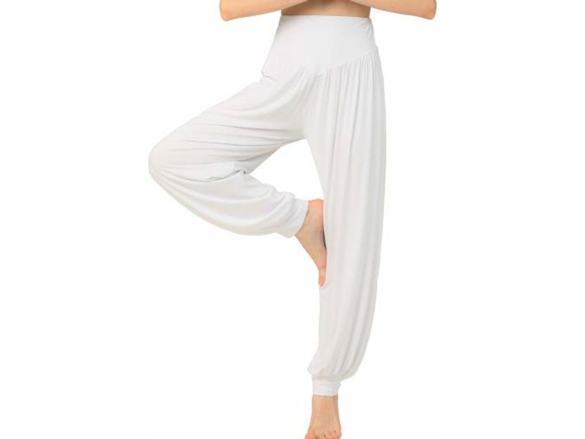 2026 calça Harem de Yoga para Mulher Hippie Boho Verão Baggy Joggers Elásticos Amplos M Blanco