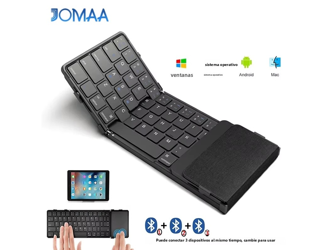 (espanhol) Teclado Bluetooth Dobrável Com Touchpad, Recarregável