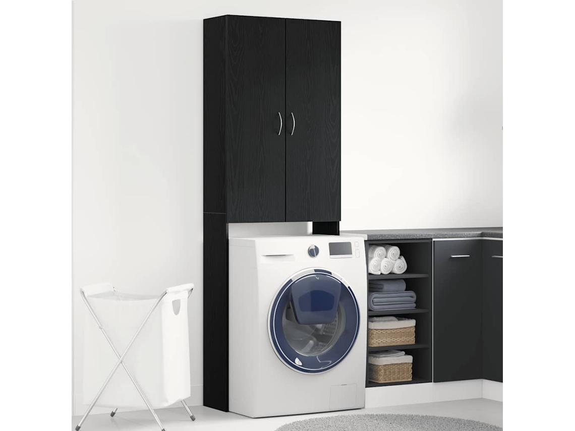 Vidaxl Armário Para Máquina De Lavar Roupa Em Carvalho Preto, 64x25,5x190 Cm