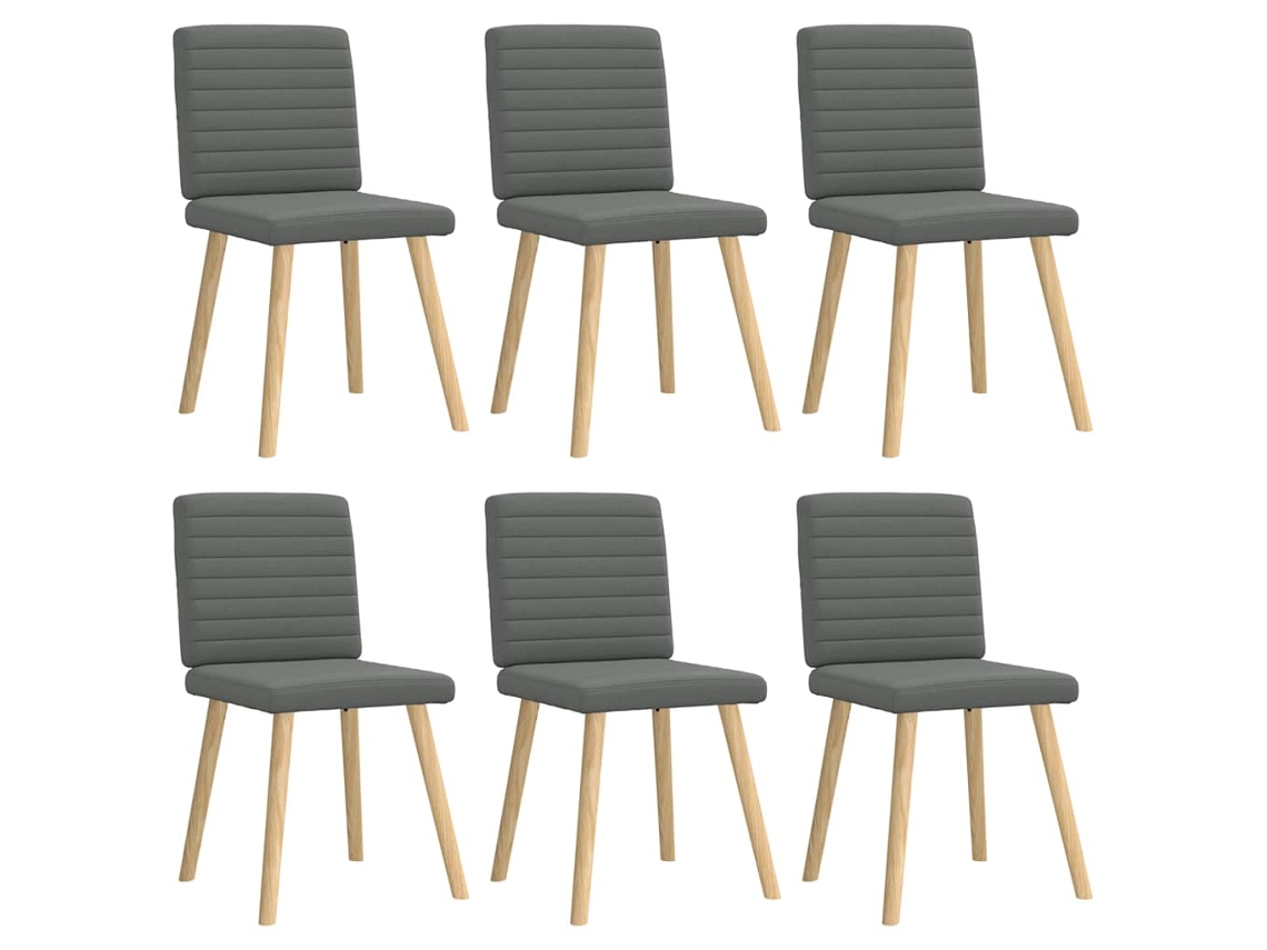 Vidaxl Cadeiras De Jantar 6 Pcs Tecido Cinzento-escuro