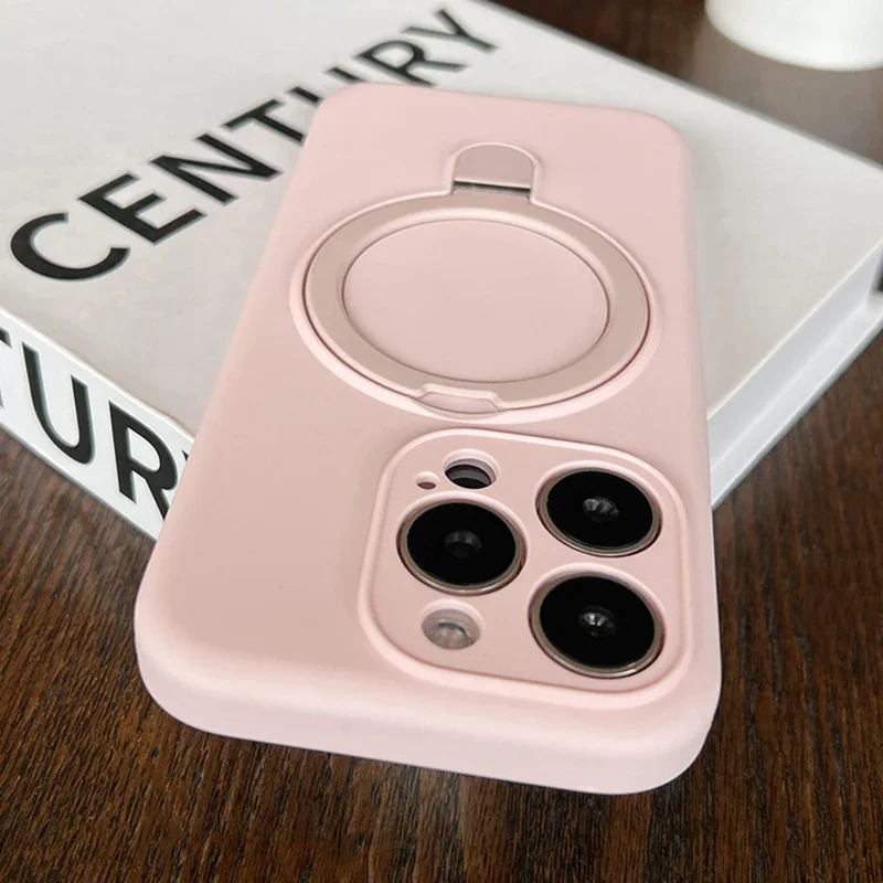 Capa De Silicone Líquido Para Iphone 11 (rosa) Com Suporte Magnético.