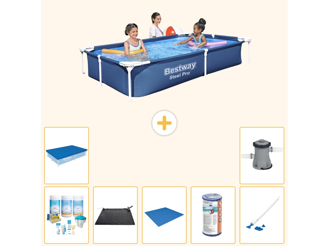 Bestway Piscina Bestway Steel Pro Retangular - 221x150x43 Cm - 8-peças S22210