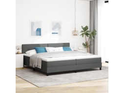 Cama Box Spring Com Colchão Cinza Escuro 200x200 Cm Tecido