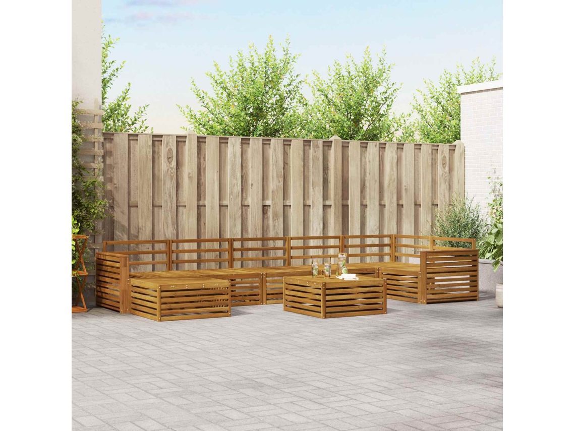 Vidaxl Conjunto De Sofás Para Exterior 8 Pcs Natural