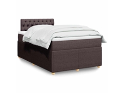 Cama Boxspring Com Colchão 120x190 Cm Tecido Castanho-escuro