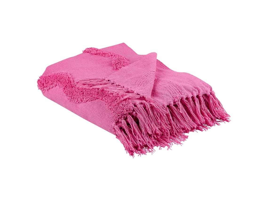 Manta Decorativa Beliani Khari De Algodón Rosa 125x150x1