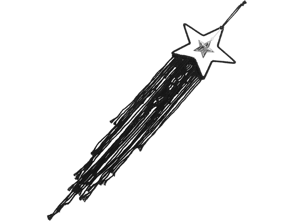 Filtro Dos Sonhos De Parede Em Forma De Estrela, Em Algodão Preto Trançado, Para Quarto.