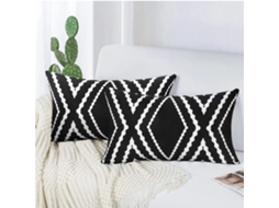 Conjunto de 2 fronhas geométricas (preto/branco)