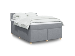 Vidaxl Cama Com Molas/colchão 140x190 Cm Tecido Cinzento-claro