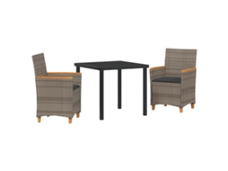 Conjunto de Jantar para Jardim 3 Pcs - Móveis de Jardim para Refeição Cinzeto Vime Pe HARLANV1