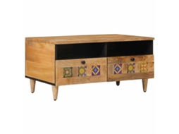 Vidaxl Mesa De Centro Natural 80 X 54 X 40 Cm Madeira De Manga Maciça