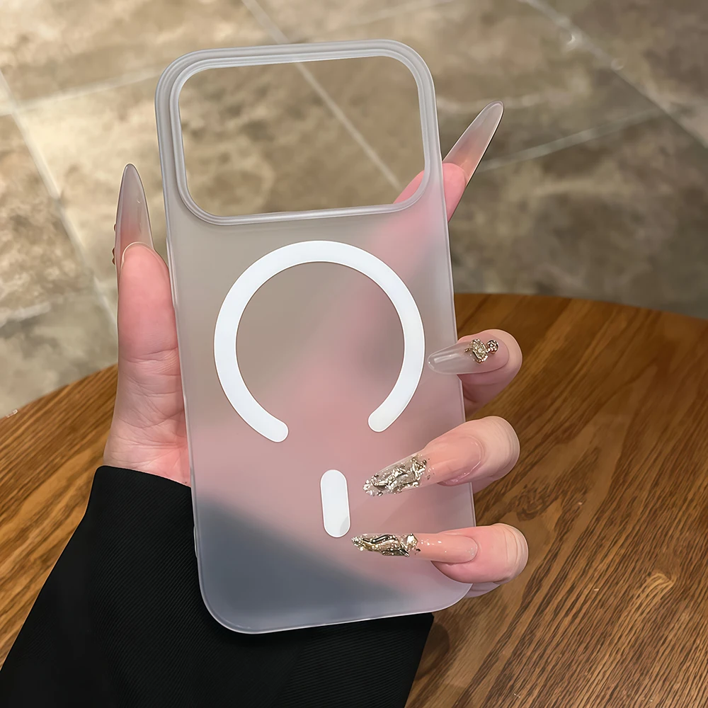 Capa Transparente Fosca Para Iphone (iphone 16 Pro Max Branco), Compatível Com Fixação Magnética.