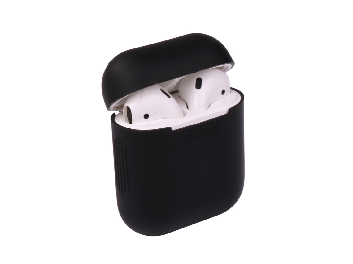 Capa Zruxe Para Airpods 1/2 Silicone Preta (protecao Total, Suporta Carregamento Sem Fios)