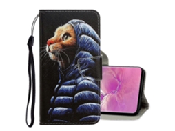 Capa De Couro Pu Com Desenho 3d Colorido, Formato Flip Horizontal, Suporte, Compartimentos Para Cartões E Carteira Para Galaxy S10 Plus.