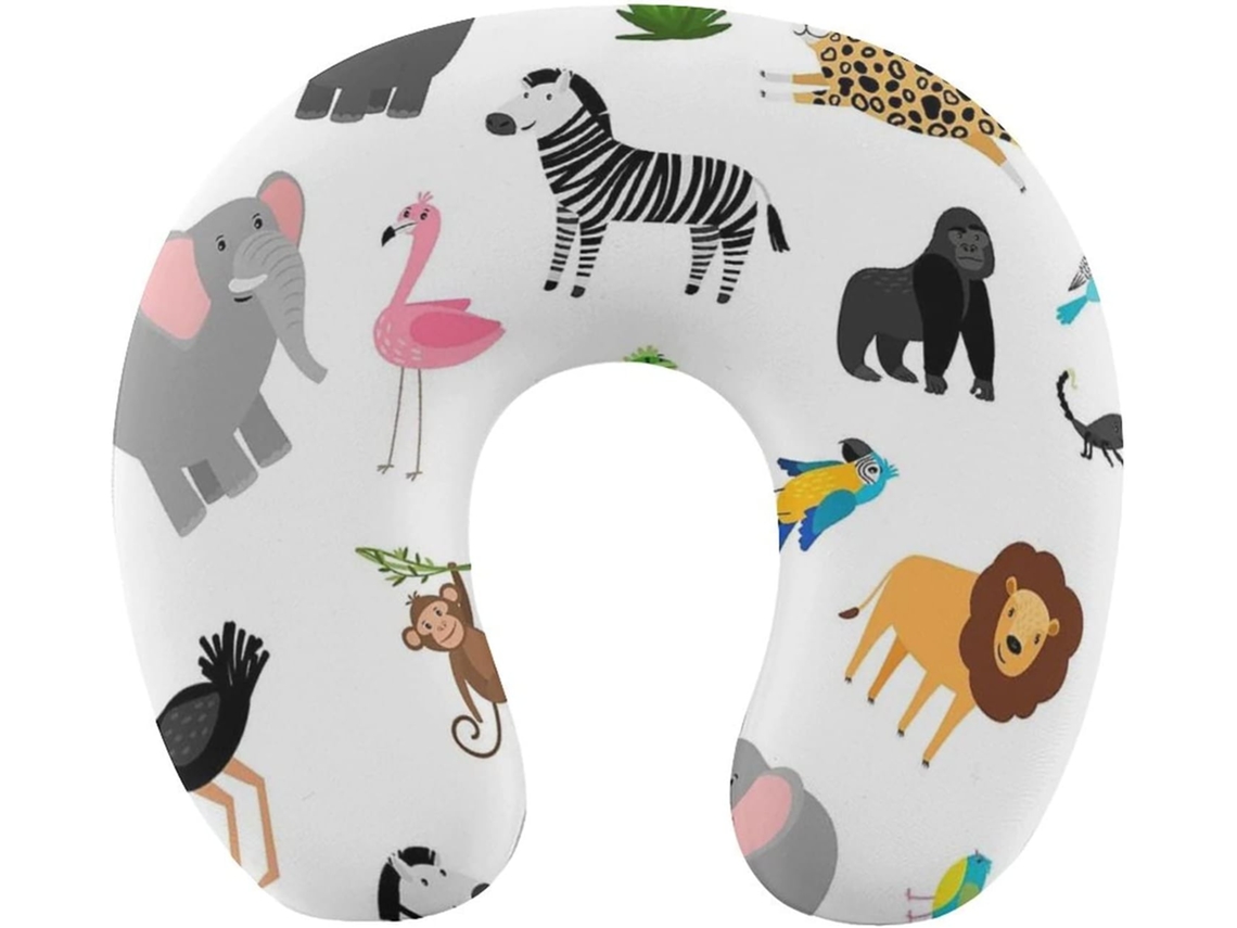 Travesseiro de Viag em Formato Animal Africano, Espuma Viscoelástica para Suporte do Pescoço, Acessórios,