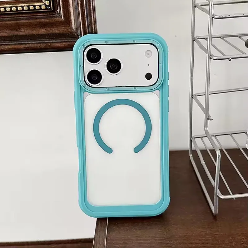 (verde Claro, Iphone 14 Pro Max) Capa Protetora Magnética Transparente E Espessa 2 Em 1, Compatível Com Carregamento Sem Fio Magsafe.