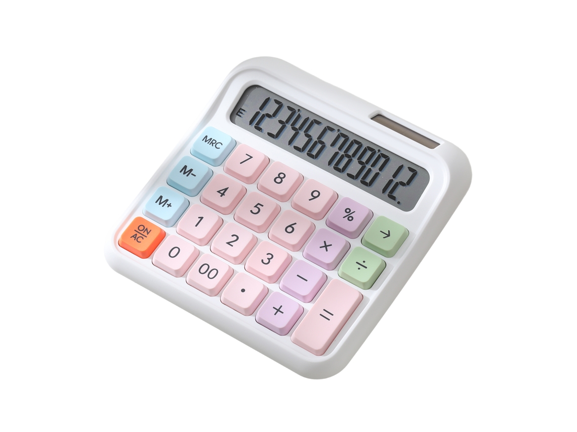 Calculadora De Mesa De 12 Dígitos Com Tela Lcd, Botões Grandes, Solar E Bateria Para Escritório, Escola E Lar - Verde
