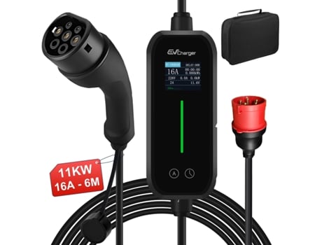 Carregador Ev 11kw Tipo 2 6 16a Cabo De Corrente Ajustável 6m Junsun
