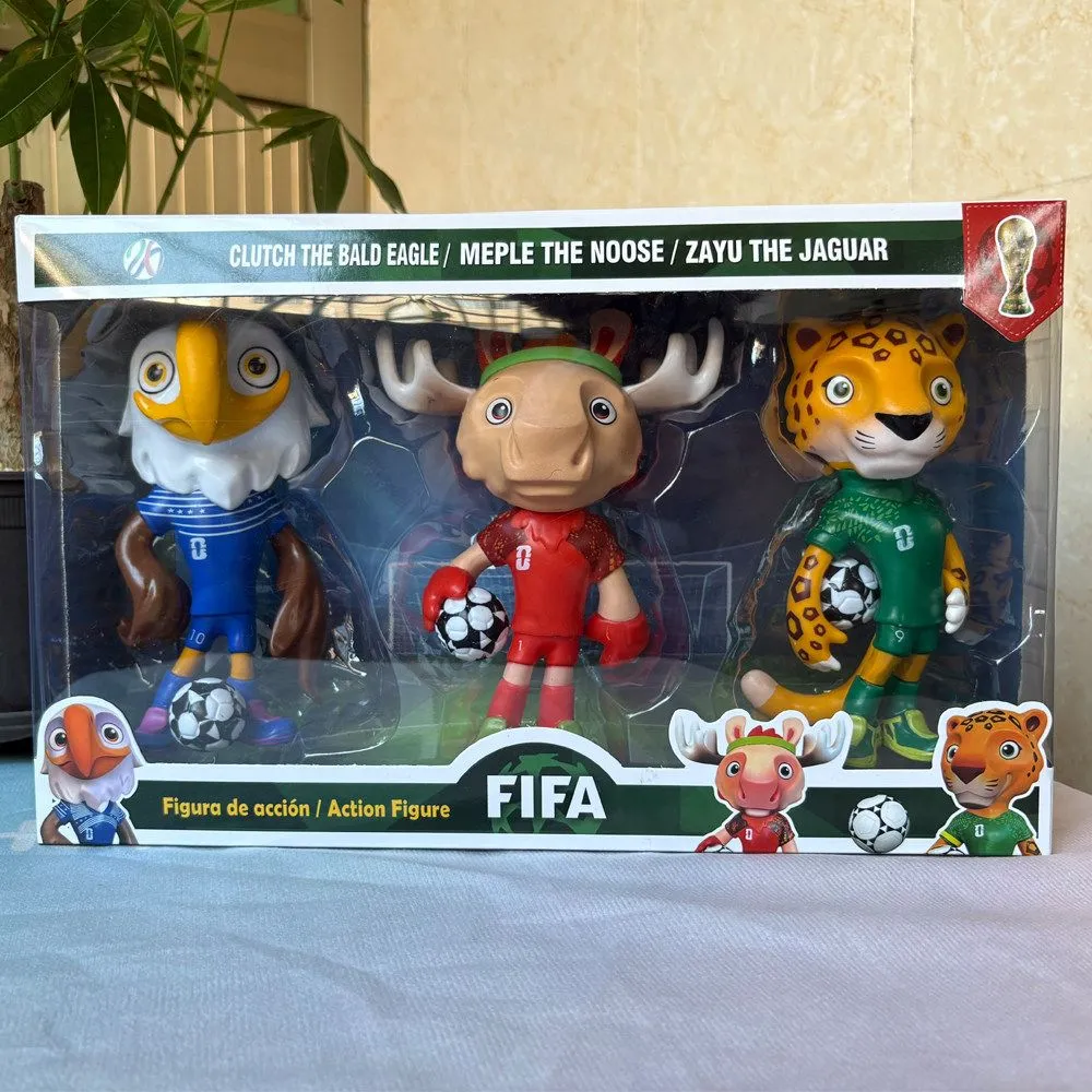Conjunto de 3 enfeites Fofos para a Copa do Mundo de 2026