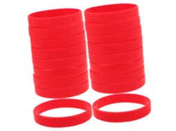 Conjunto de 48 pulseiras de silicone vermelho, finas e confortáveis, ideais para festas.