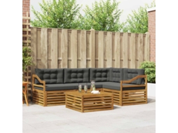 Vidaxl Conjunto De Sofás Para Exterior 5 Pcs Natural E Antracite