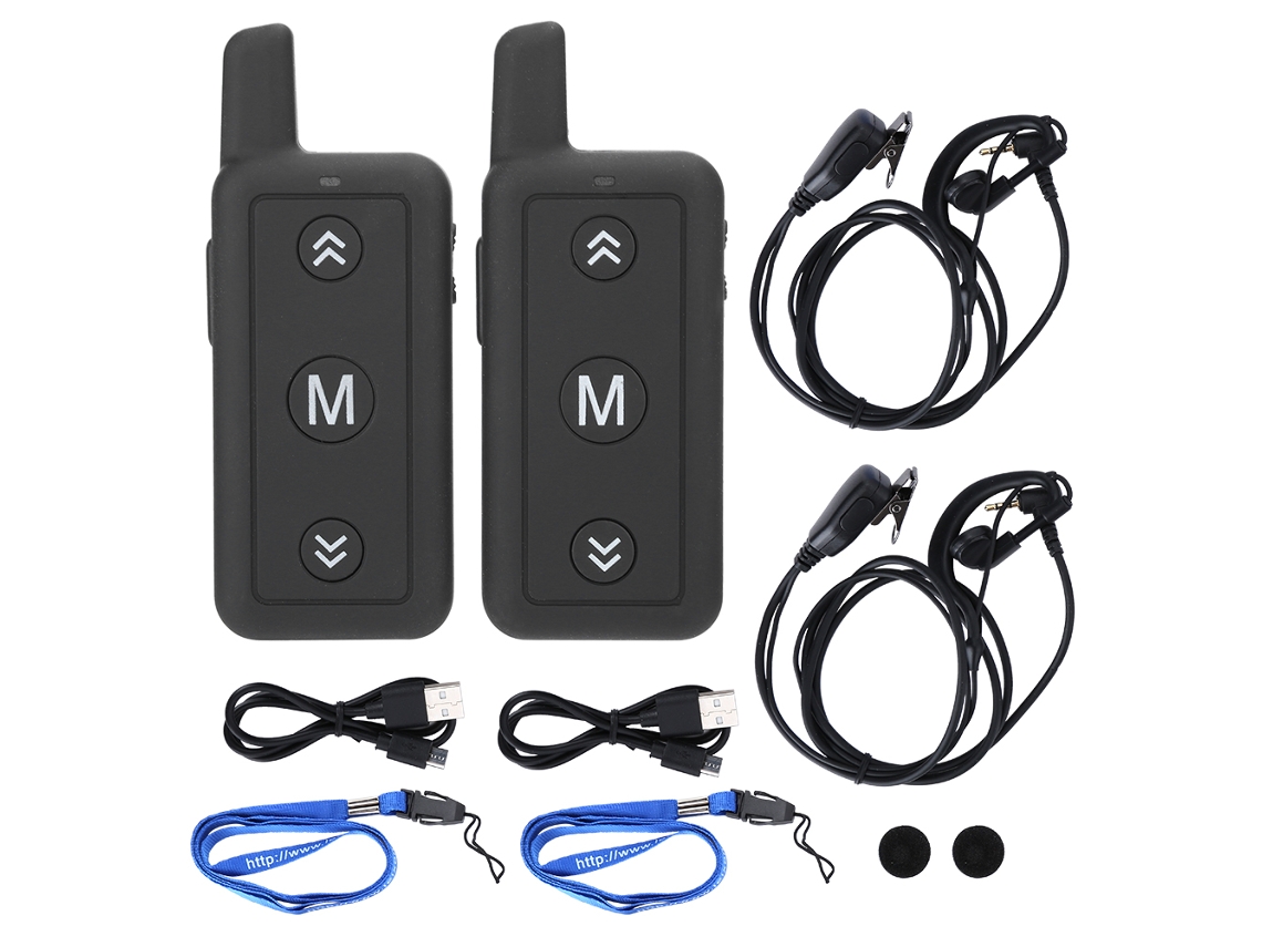 2pcs Walkie Talkie Mini 1w 400-480mhz Transceptor Com Fone De Ouvido De Gancho Para Ouvido