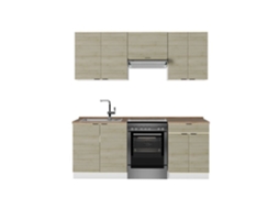 Linha De Fama De Cozinha, 200cm, Pt Carvalho, Carvalho Lambris/branco, Branco, Vicco