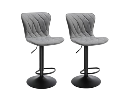Banco De Bar Ajustável Em Pele De Gato Com Diamond Quilted2 Homemiyn (53x46x113 Cm Grau)