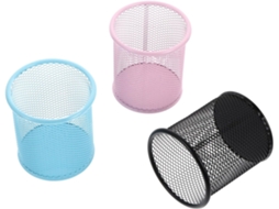 Conjunto de 3 porta-lápis cilíndricos de metal com núcleos Sortidas, organizador de mesa, porta-objetos para escrivaninha, sala de estar