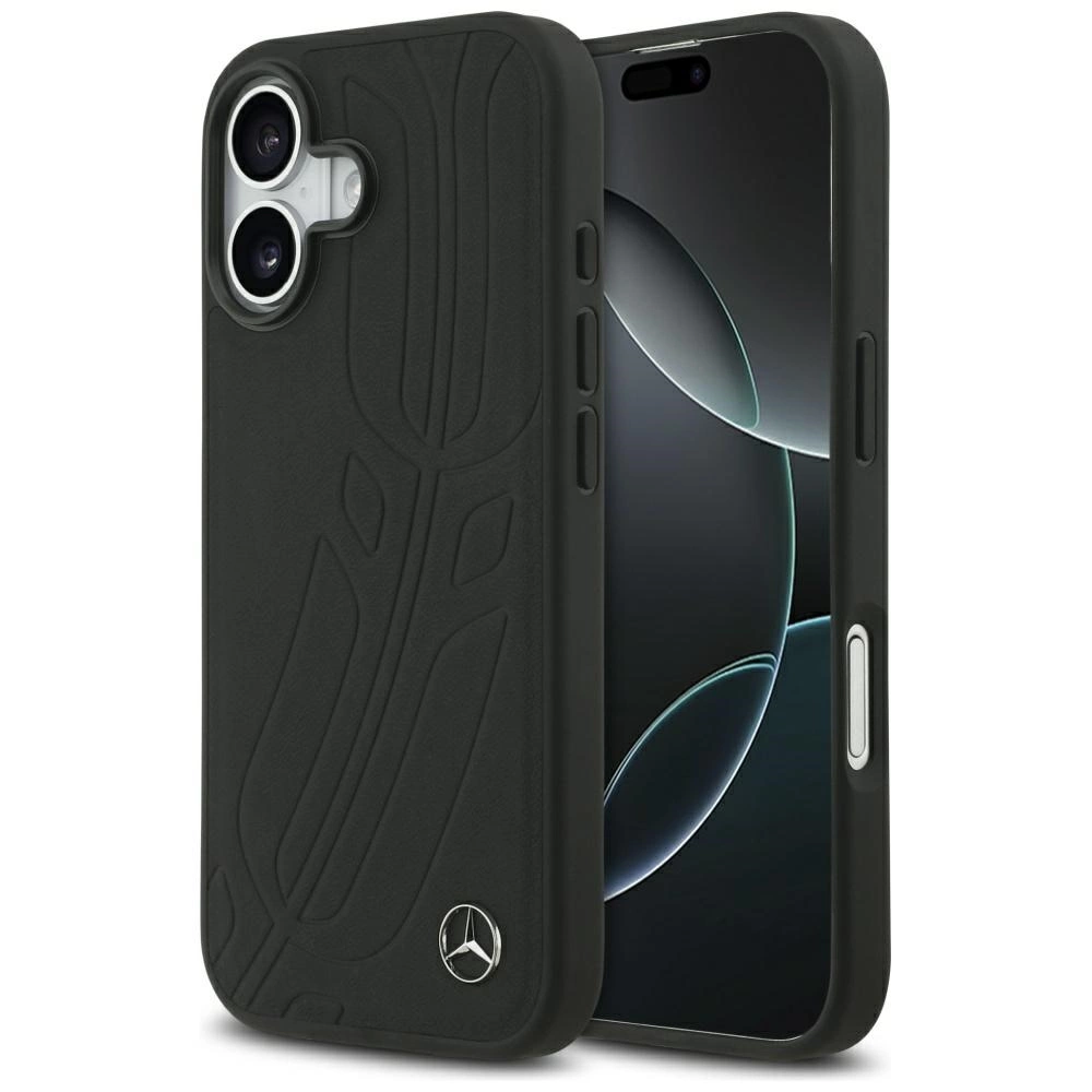 Capa De Couro Mercedes Com Folha De Louro Grande E Magsafe Para Iphone 17 De Luxo