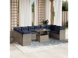 Vidaxl Conjunto De Sofá De Jardim Com 11 Peças E Almofadas Em Rattan Sintético Cinza