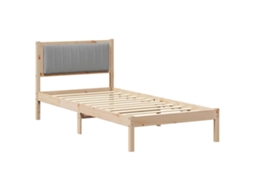 Estrutura de Cama com Cabeceira Estofada em Cinzento Claro MAISON EXCLUSIVE