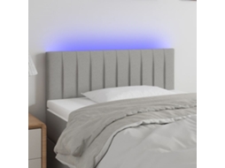Vidaxl Cabeceira De Cama C/ Luzes Led Tecido 90x5x78/88 Cm Cinza-claro