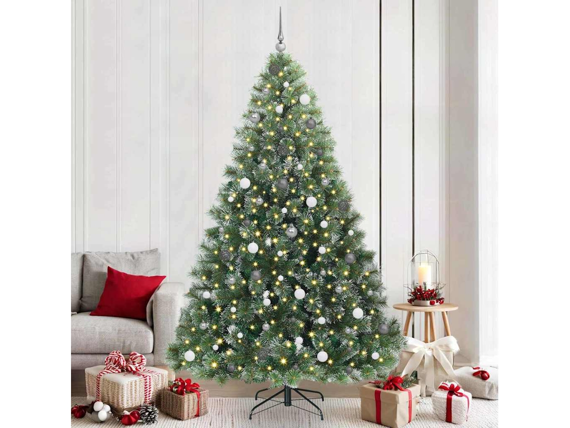 Vidaxl Árvore De Natal Artificial Com 300 Leds Verde 240 Cm Pe E Pvc