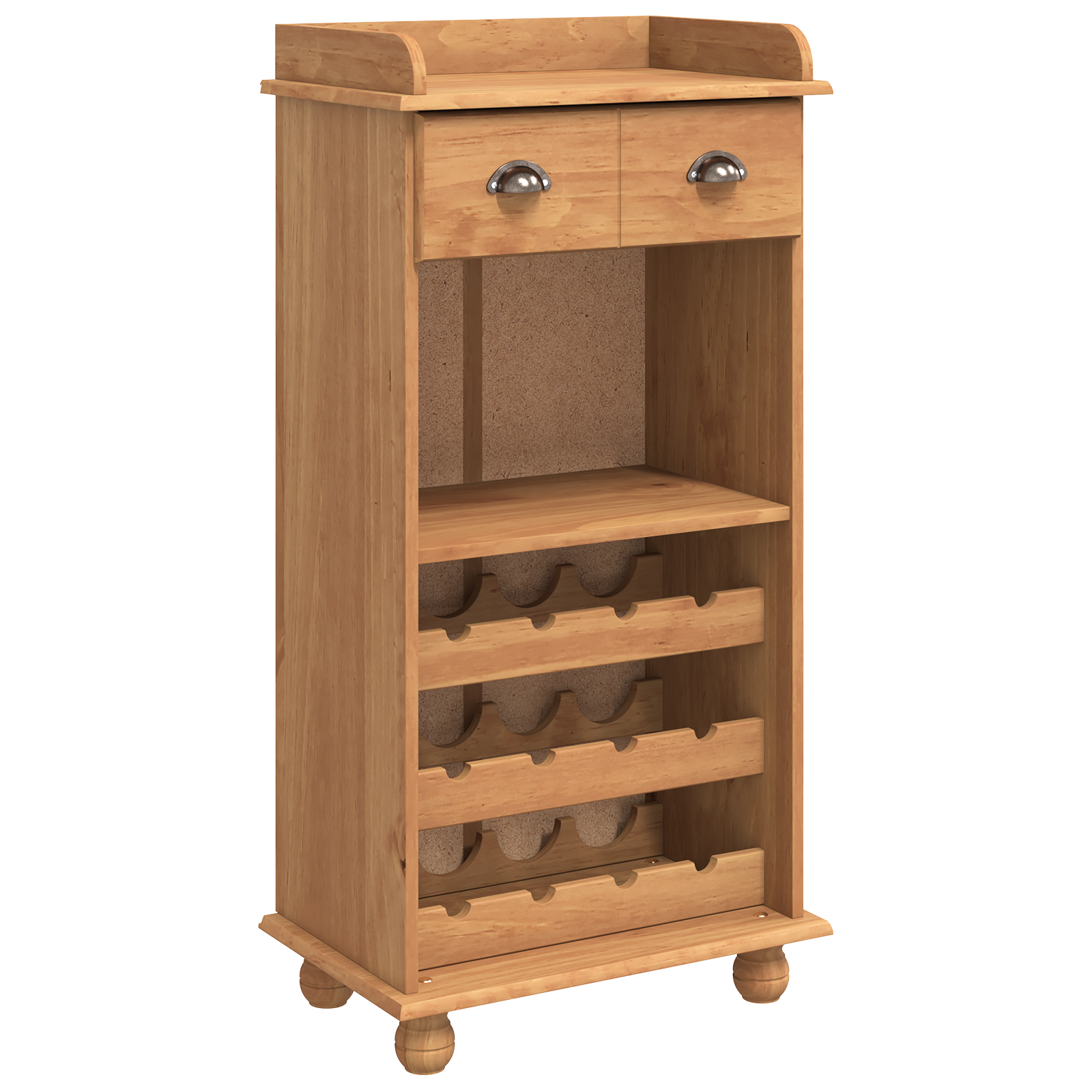 Conjunto 1 Armazenamento De Vinho Vidaxl Castanho Madeira De Pinho Maciça (57 X 37 X 114 Cm)