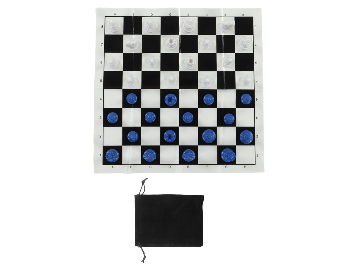 Jogo de Ajedrez Internacional de Plástico, 25cm, para Adultos e Crianças, Azul e Branco S/MARCA