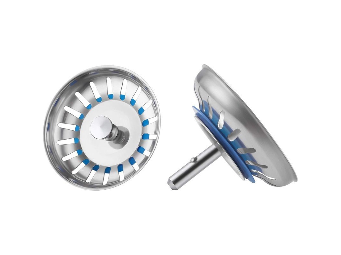 Colador de Fregadero de Acero Inoxidable Sus 304 Universal para Cocina, 80mm, 2 Piezas, Antiobstrucción