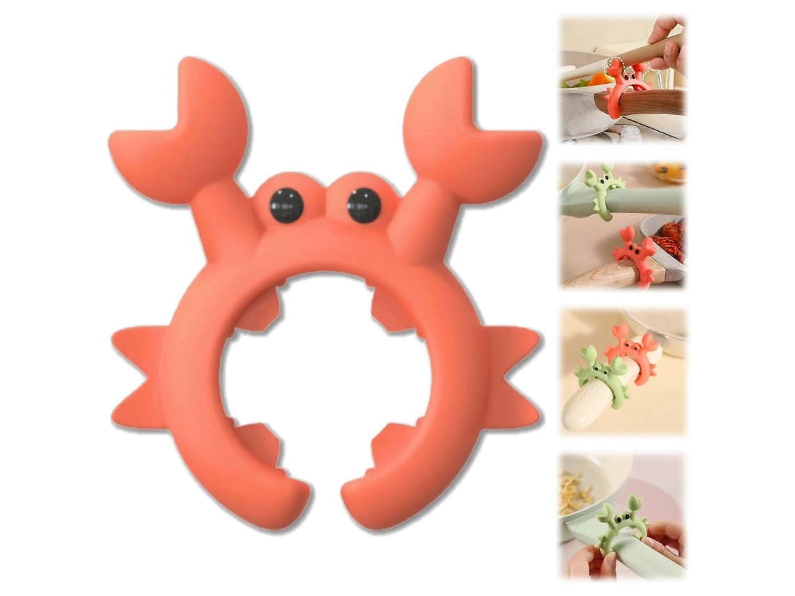 Suporte Para Talheres De Silicone Com Apoio Para Colher, Clipe Ajustável, Resistente Ao Calor E Antiescaldante, Laranja.