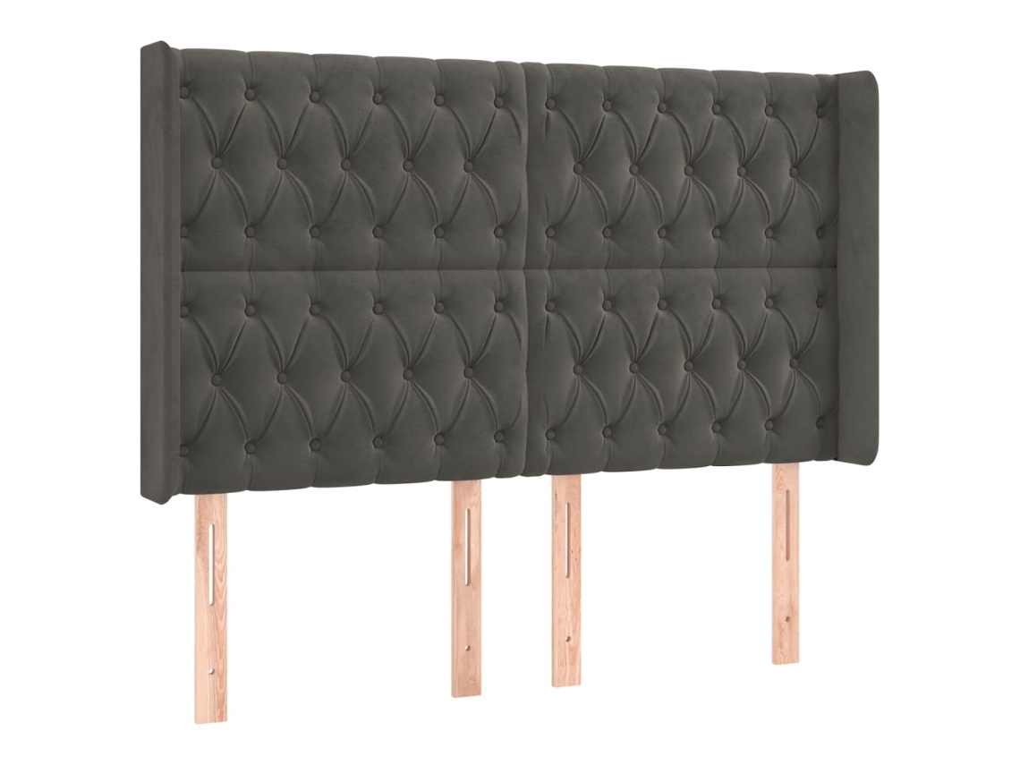 Cabeceira de Cama com Abas Veludo Cinzento Escuro MAISON EXCLUSIVE (163x16x118 cm)