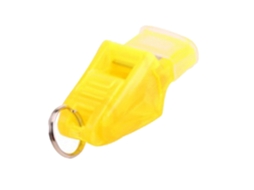 Apito de plástico sem sementes, som excelente, amarelo, sem marca.