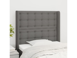 Vidaxl Cabeceira Cama C/ Abas Tecido 103x16x118/128 Cm Cinzento-escuro