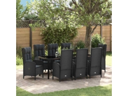 Vidaxl Conjunto De Jantar Para Jardim 9 Unid. Preto Vime Pe
