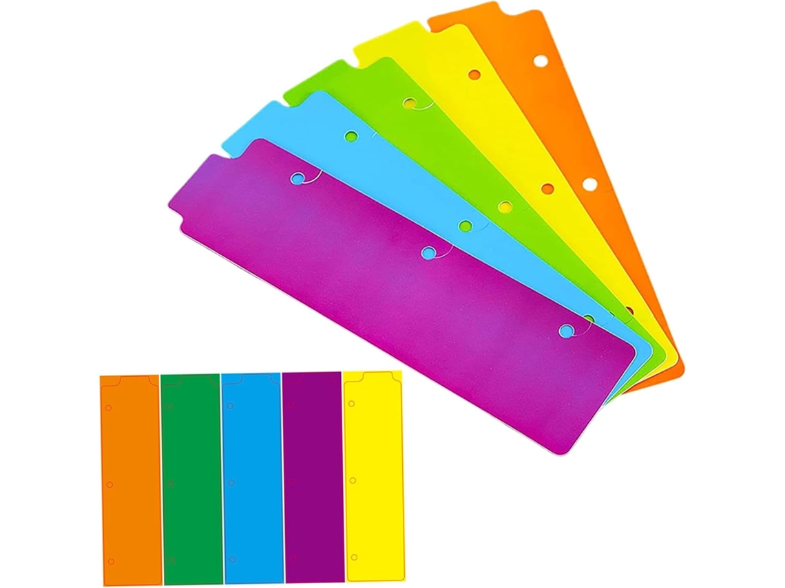 Conjunto de 10 divisórias para pastas de arquivo, mini divisórias de plástico para arquivos, 3 argolas, tamanho pequeno.