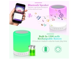 Lâmpada De Cabeceira Sensível Ao Toque Com Alto Falante Bluetooth Luz Noturna De Mesa 3 Modos Reguláveis ​​por Toque E 7 Cores Para Alternar Bestvite